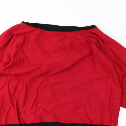 Close-up detail of Marble women’s red jumper, size UK 8