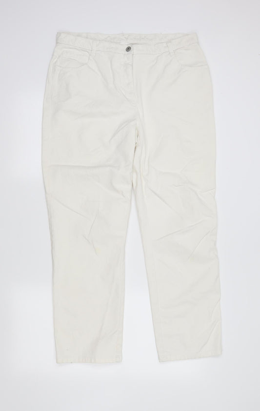 Preworn Womens Ivory   Straight Jeans Size 18 L28 in