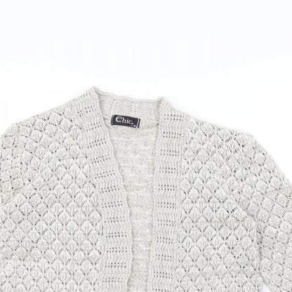 Close-up detail of CHIC women’s beige cardigan jumper, size XL