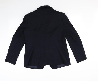 Back view of Preworn men’s blue jacket blazer, size S