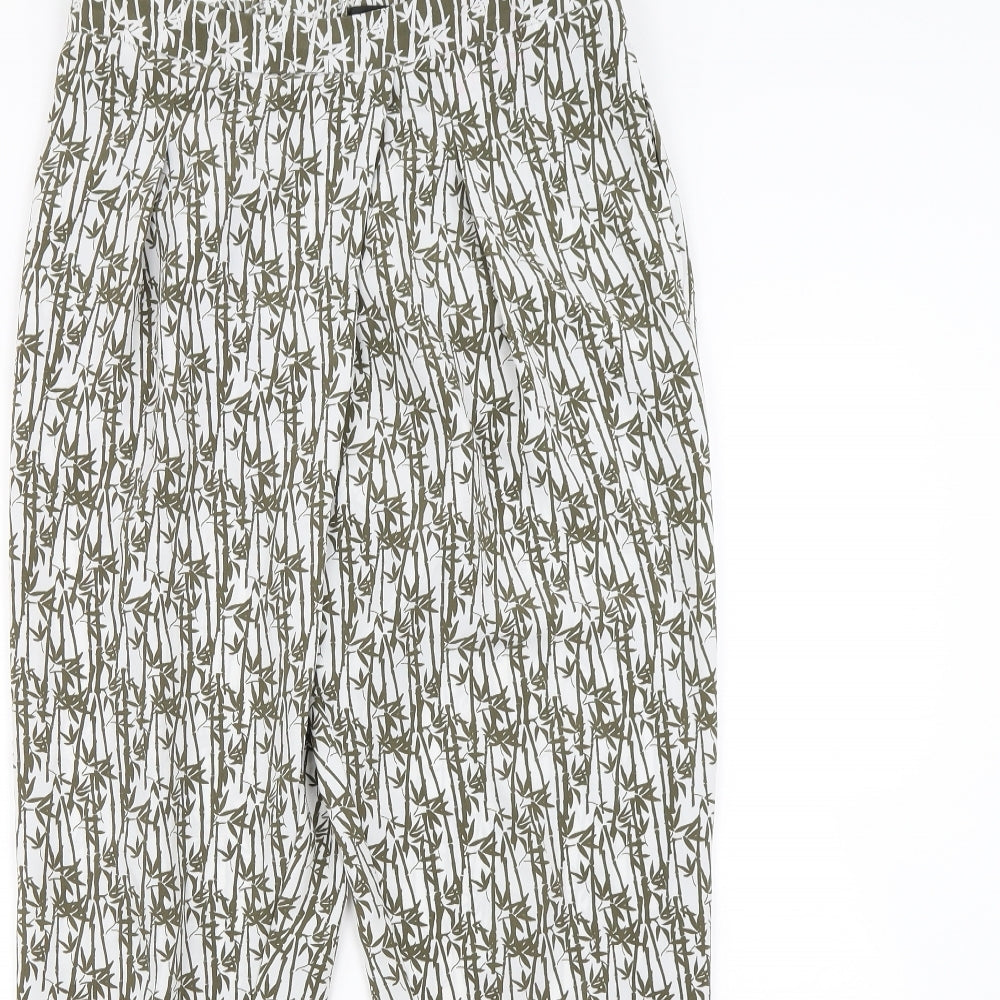 Topshop Womens Green Floral  Trousers  Size 10 L28 in