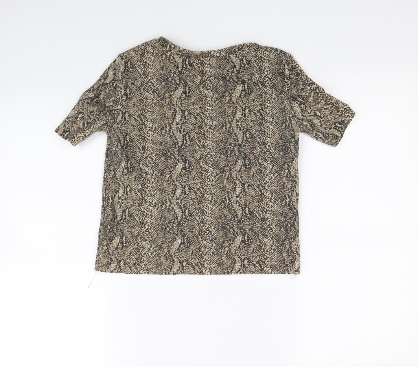 Zara Womens Beige Animal Print  Cropped T-Shirt Size S