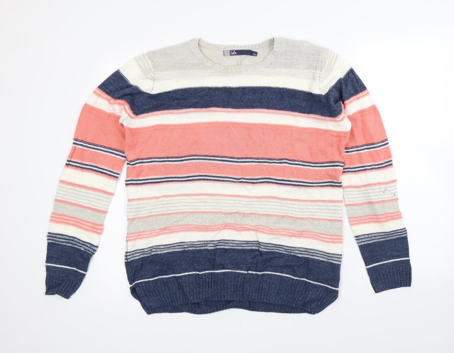 Isle Womens Multicoloured Striped  Pullover Jumper Size L