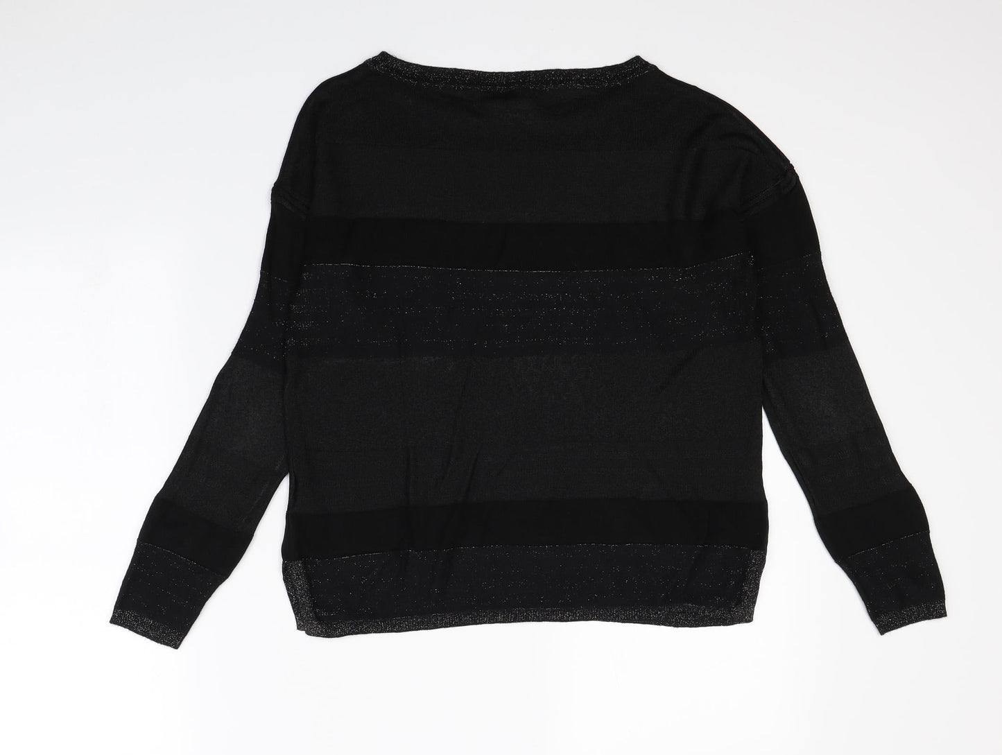 NEXT Womens Black Striped  Pullover Sweatshirt Size 8