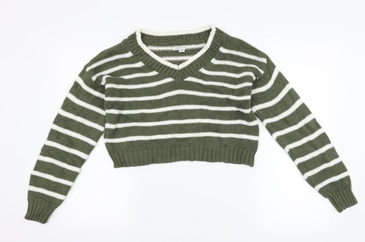 American Eagle Outfitters Womens Green Striped  Pullover Jumper Size XS