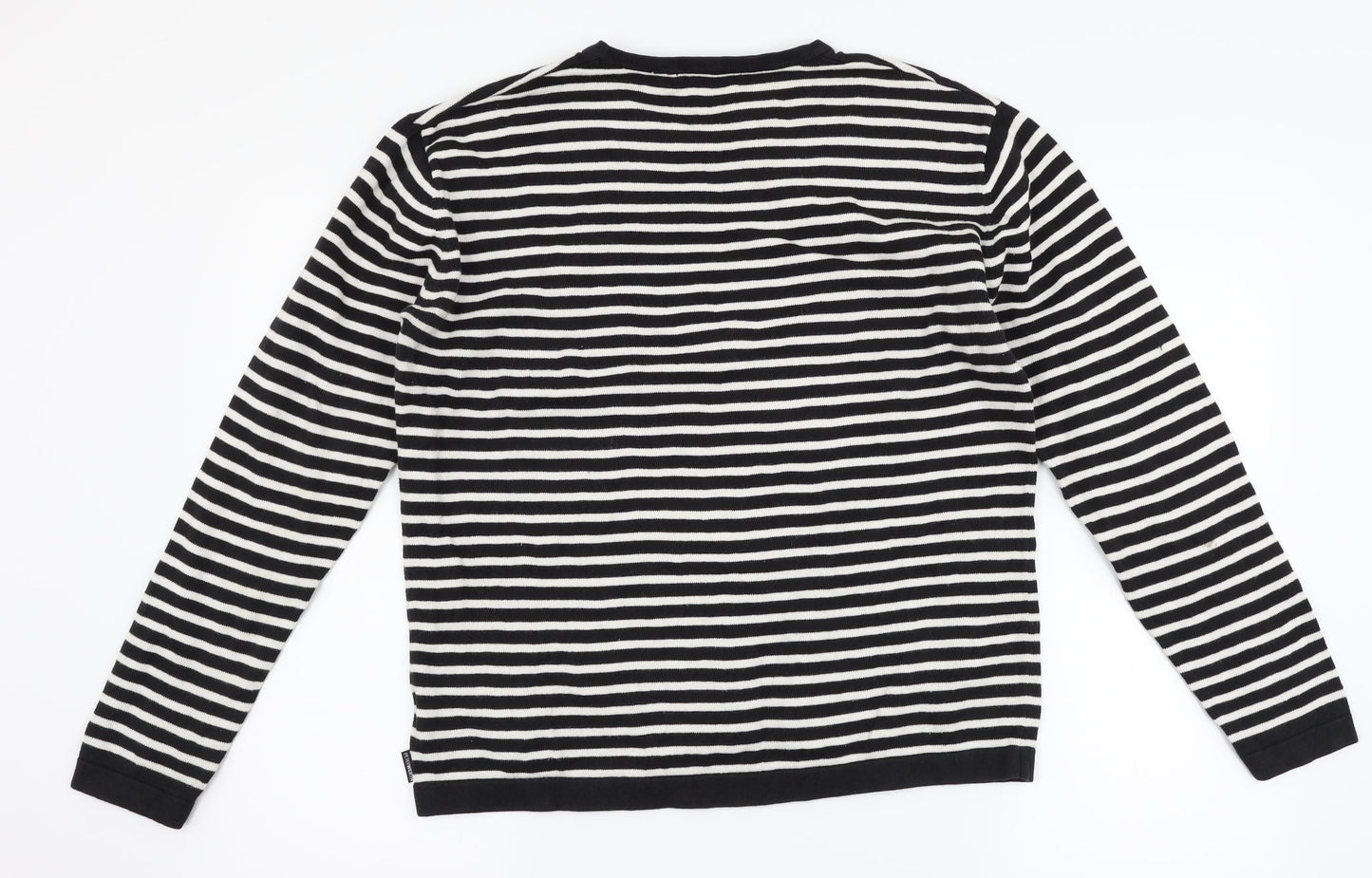 Peter Werth Womens Black Striped  Pullover Jumper Size L