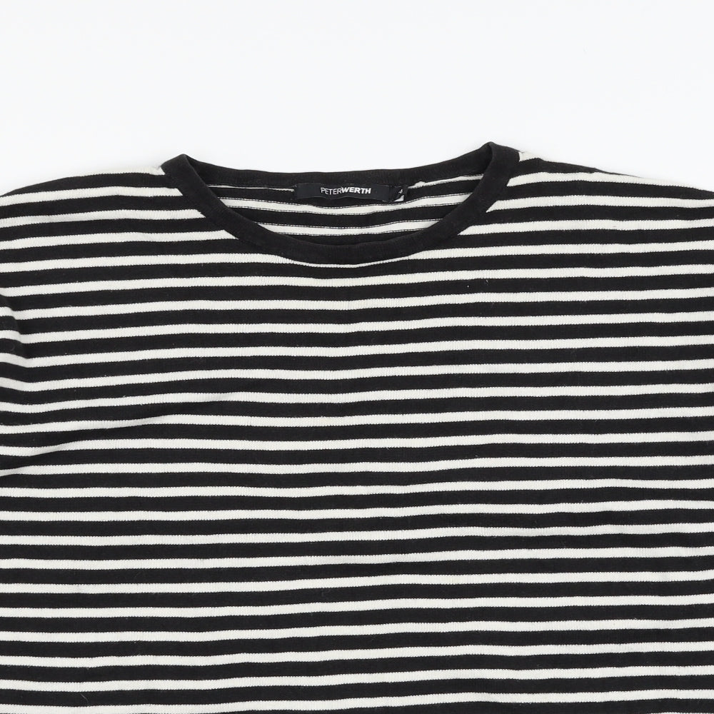 Peter Werth Womens Black Striped  Pullover Jumper Size L