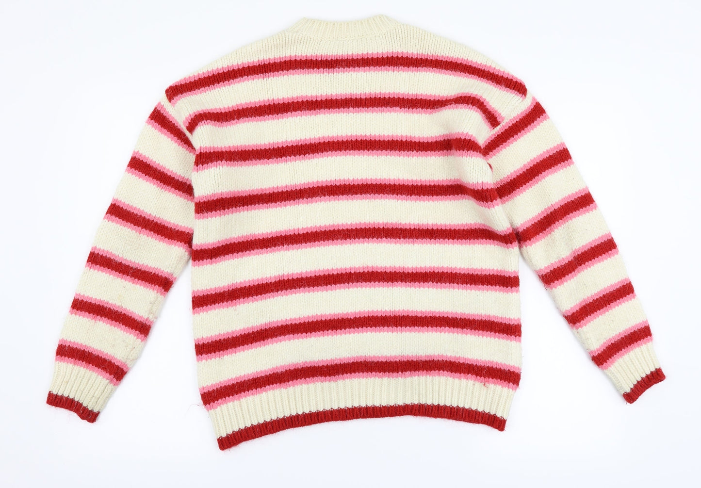 New Look Womens Ivory Striped  Pullover Jumper Size S  - graphic