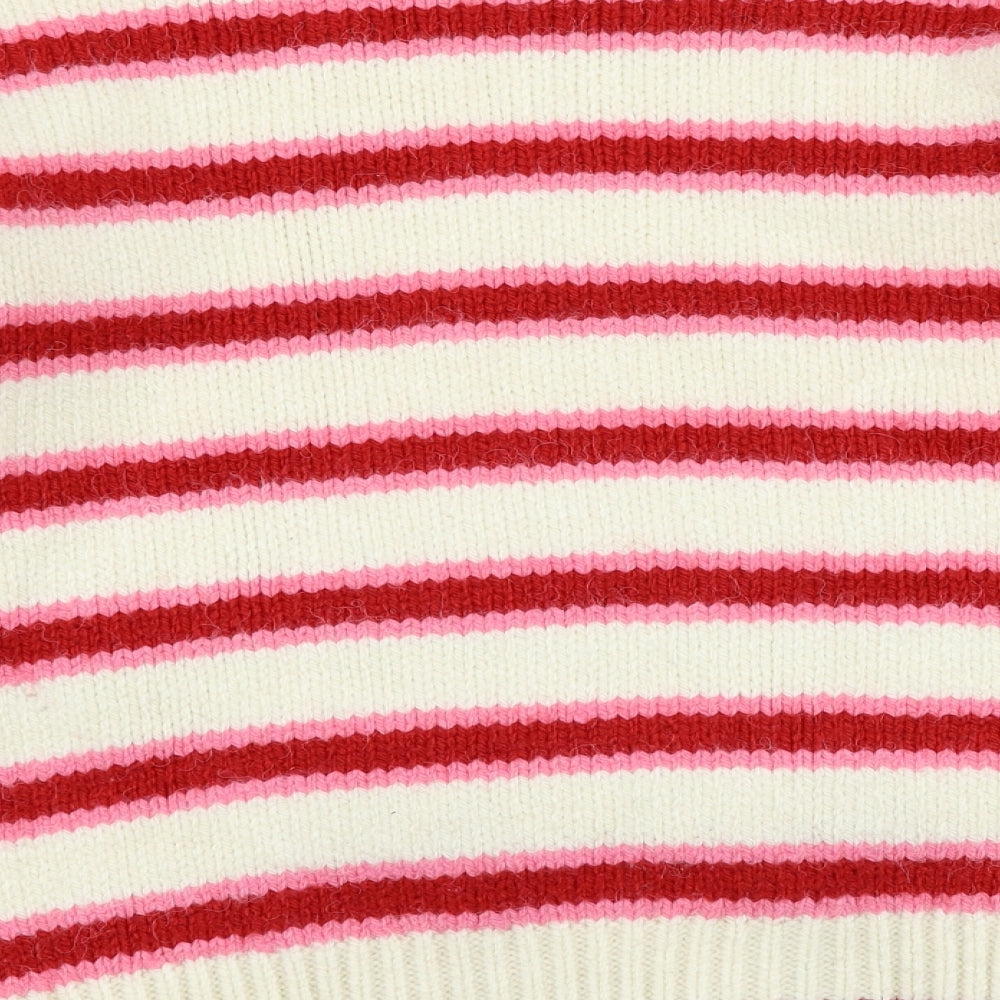 New Look Womens Ivory Striped  Pullover Jumper Size S  - graphic