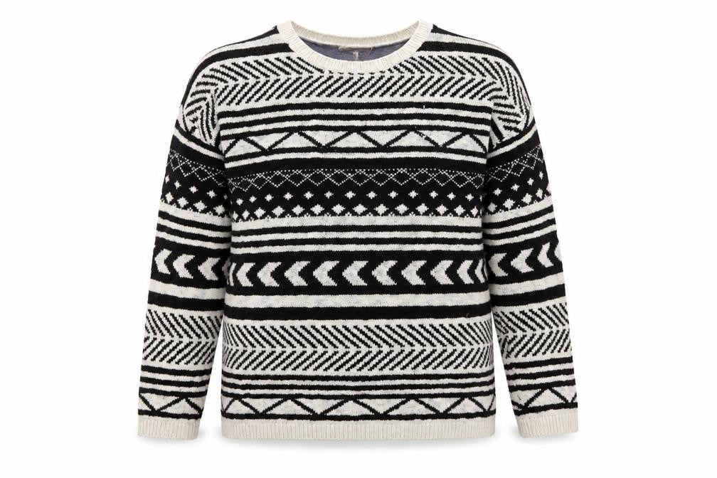 Springfield Womens Black Geometric  Pullover Jumper Size L