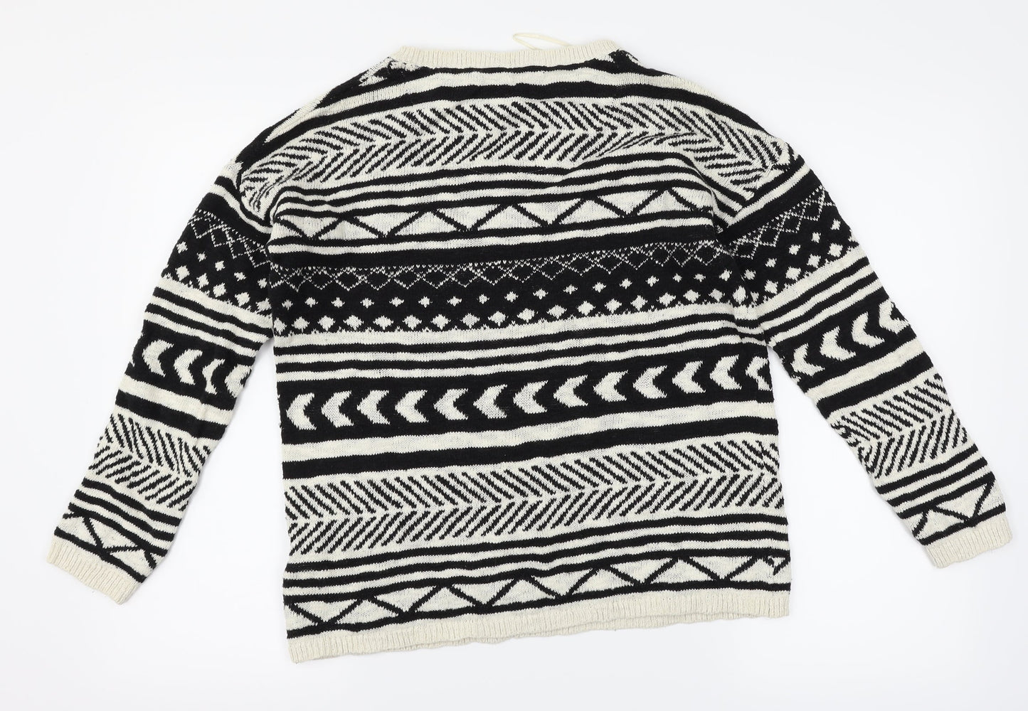 Springfield Womens Black Geometric  Pullover Jumper Size L