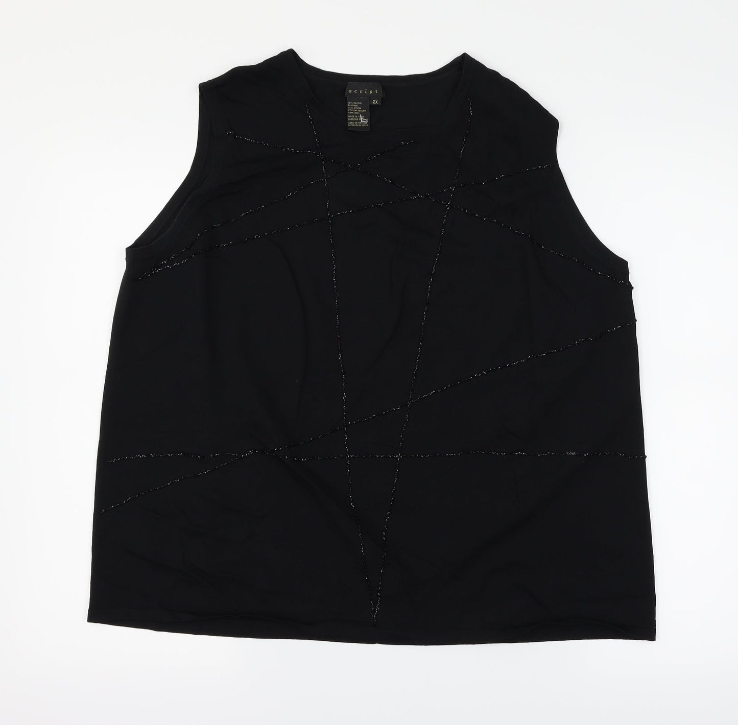 script Womens Black   Basic Tank Size 2XL