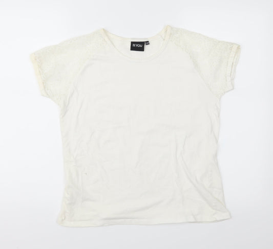 Be You Womens Ivory  Jersey Basic T-Shirt Size 12