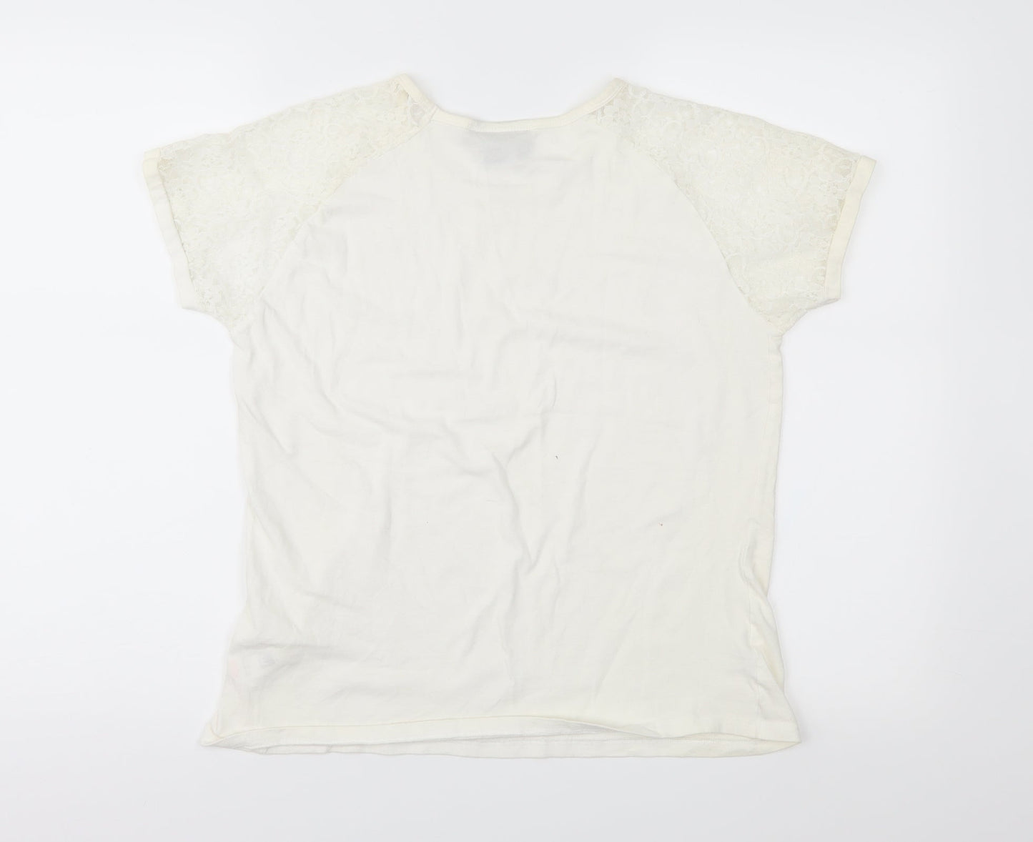 Be You Womens Ivory  Jersey Basic T-Shirt Size 12