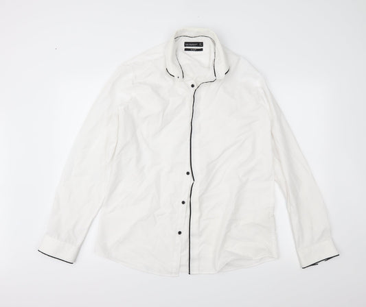 cedr Mens White    Button-Up Size 16