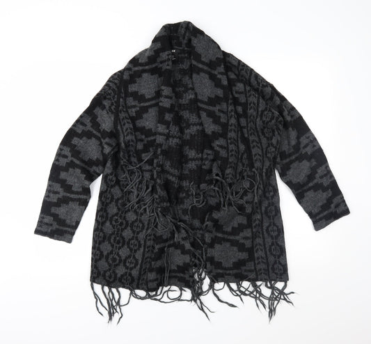 H&M Womens Grey Geometric Knit Cardigan Jumper Size XS