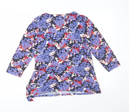 Preloved Papaya Womens Blue Floral Jersey Basic Blouse Size 14 - Back