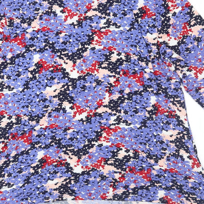 Preloved Papaya Womens Blue Floral Jersey Basic Blouse Size 14 - Label
