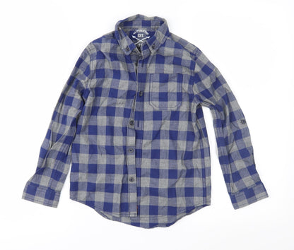 Preloved F&F Boys Black Check  Basic Button-Up Size 6-7 Years - Front