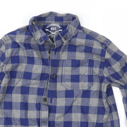 Preloved F&F Boys Black Check  Basic Button-Up Size 6-7 Years - Detail