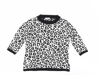 Preloved YPSILON Womens White Animal Print  Pullover Jumper Size M - Front