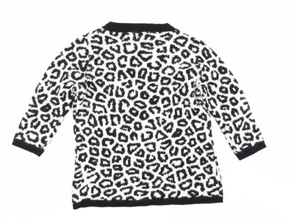 Preloved YPSILON Womens White Animal Print  Pullover Jumper Size M - Back