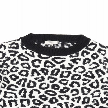 Preloved YPSILON Womens White Animal Print  Pullover Jumper Size M - Detail