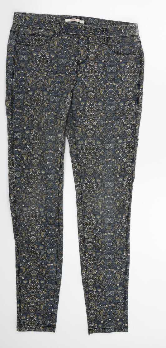 Camaieu Womens Grey Floral  Jegging Trousers Size 10 L30 in