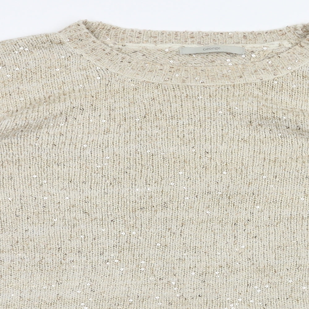 George Womens Ivory Houndstooth  Pullover Jumper Size 18