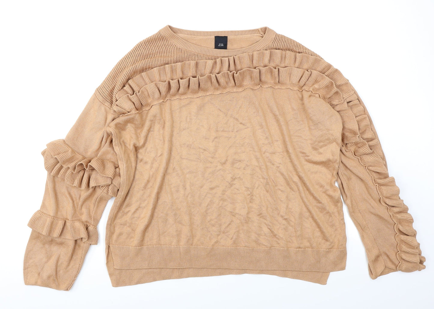 River Island Womens Brown  Knit Pullover Jumper Size 12  - Frill