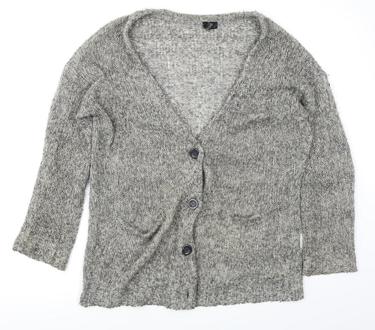 Divided Womens Grey  Knit Cardigan Jumper Size 12