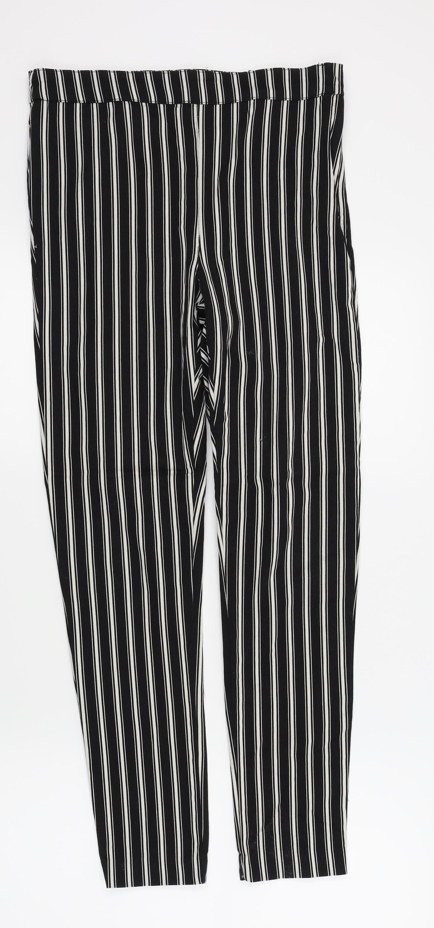 H&M Womens Black Striped  Trousers  Size 12 L25 in