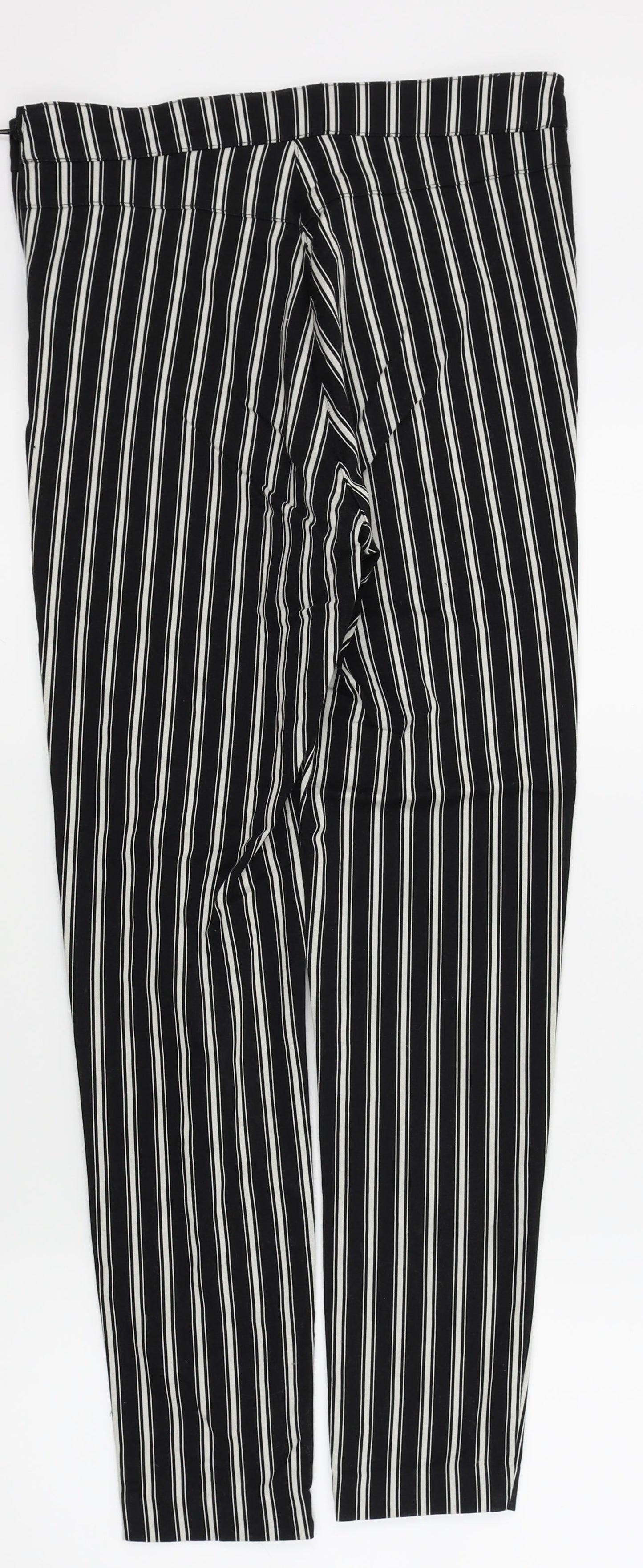 H&M Womens Black Striped  Trousers  Size 12 L25 in