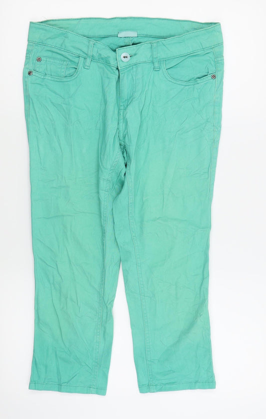 Preloved OKAY Womens Green   Capri Jeans Size 10 L20.5 in - Front