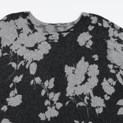 Roman Womens Grey Floral  Basic T-Shirt Size 12