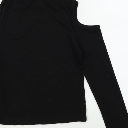 Preloved YD Girls Black   Basic T-Shirt Size 11-12 Years - Label