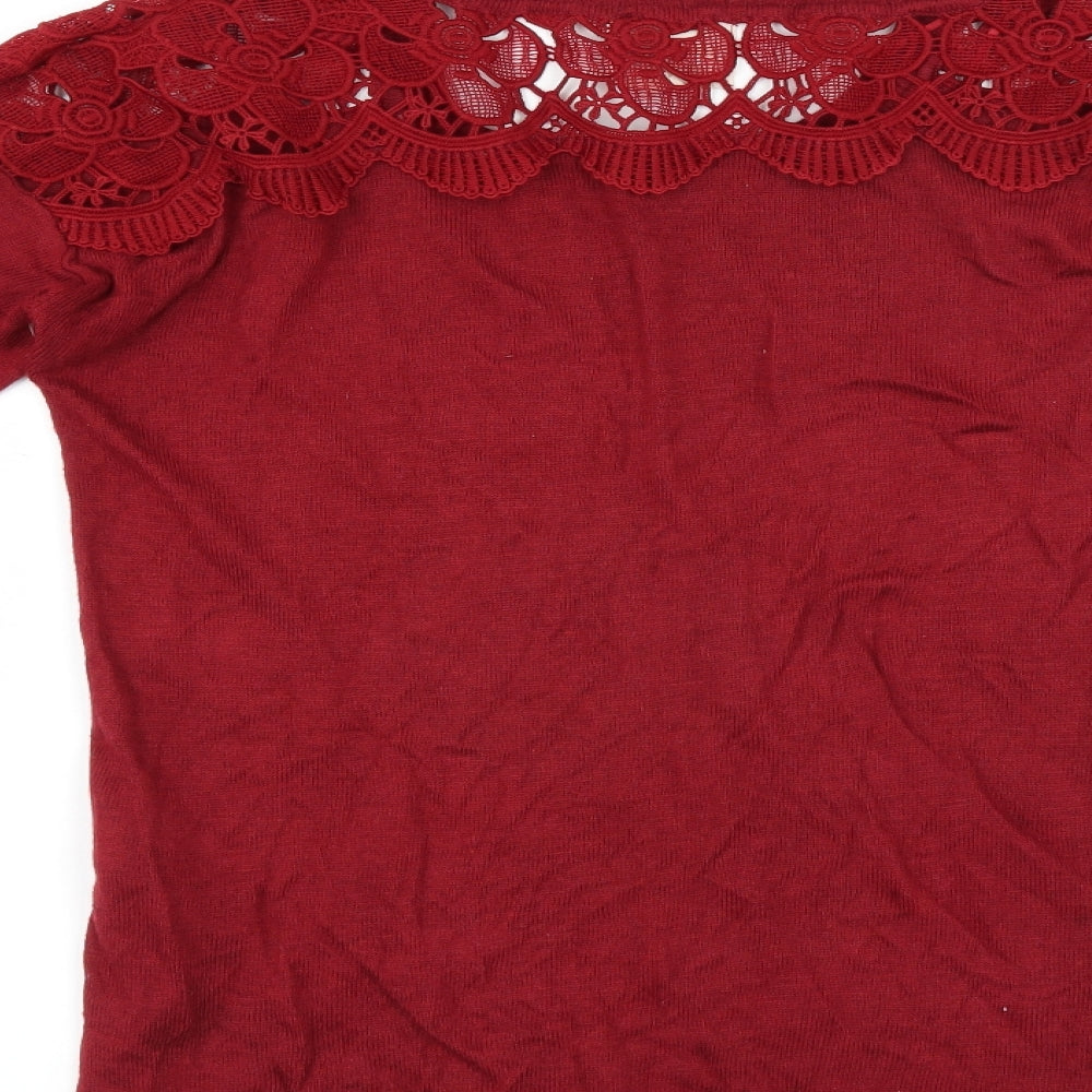 hippie rose Womens Red   Pullover Jumper Size 6  - Embroidered detail