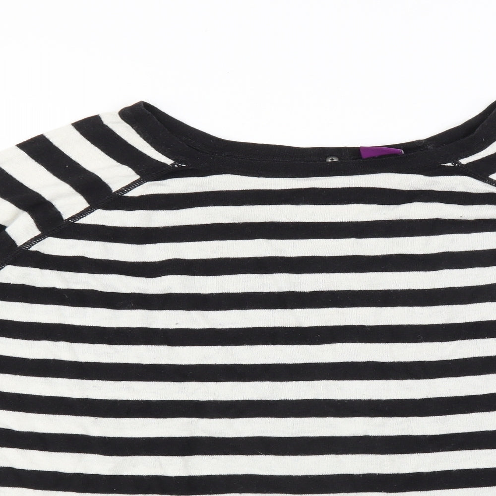 Hoxton Chic Womens Black Striped  Pullover Jumper Size M  - button back