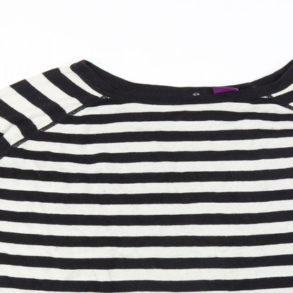 Hoxton Chic Womens Black Striped  Pullover Jumper Size M  - button back