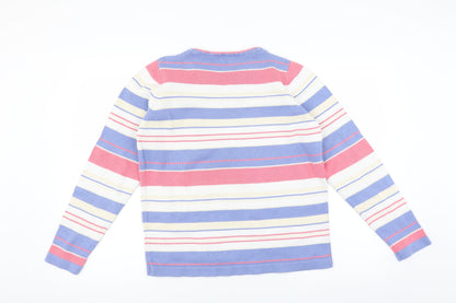 Preloved EWM Womens Blue Striped  Pullover Jumper Size M - Back