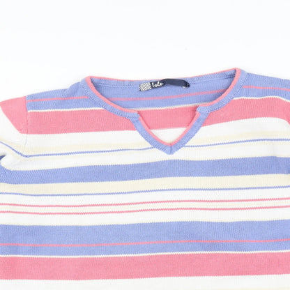Preloved EWM Womens Blue Striped  Pullover Jumper Size M - Detail