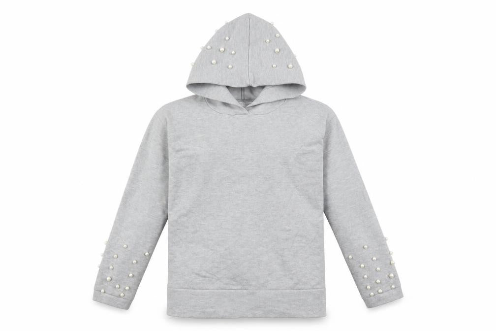 Zara Girls Grey   Pullover Hoodie Size 10 Years  - beaded detail