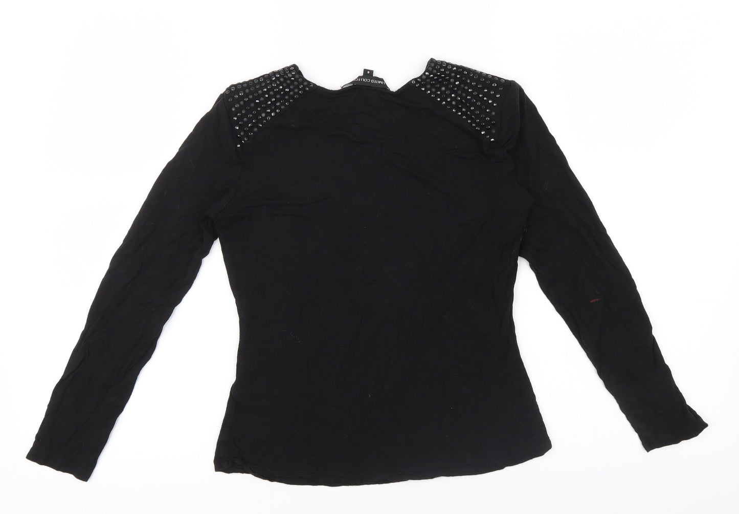 M&S Girls Black   Basic Polo Size 8 Years  - STUDDED SHOULDER