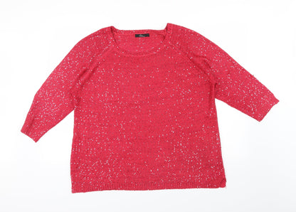 Preloved BM Womens Pink   Pullover Jumper Size L  - Sequin detail - Front