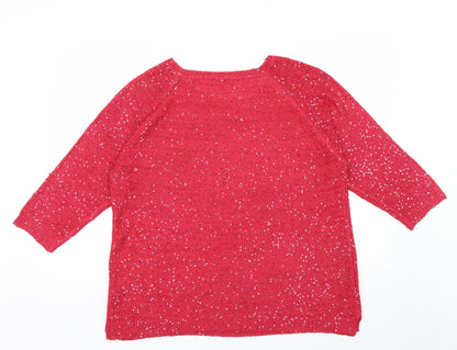 Preloved BM Womens Pink   Pullover Jumper Size L  - Sequin detail - Back