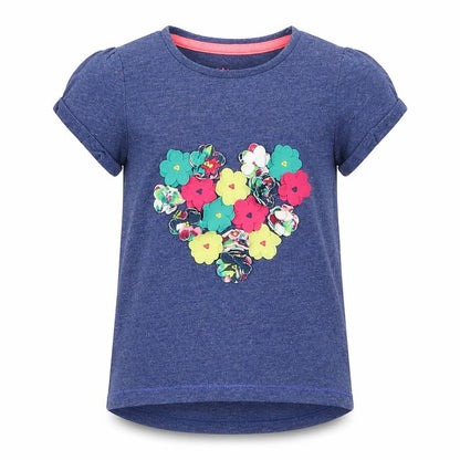 F&F Girls Blue   Basic T-Shirt Size 12-18 Months  - Flowers