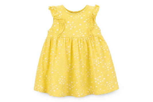 H&M Girls Yellow Geometric  Shirt Dress  Size 12-18 Months  - Heart print
