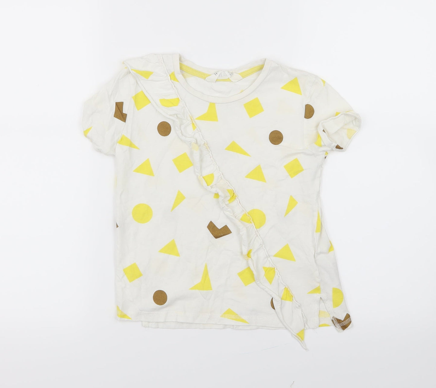 H&M Girls Yellow Geometric  Basic T-Shirt Size 7-8 Years