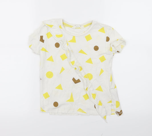 H&M Girls Yellow Geometric  Basic T-Shirt Size 7-8 Years