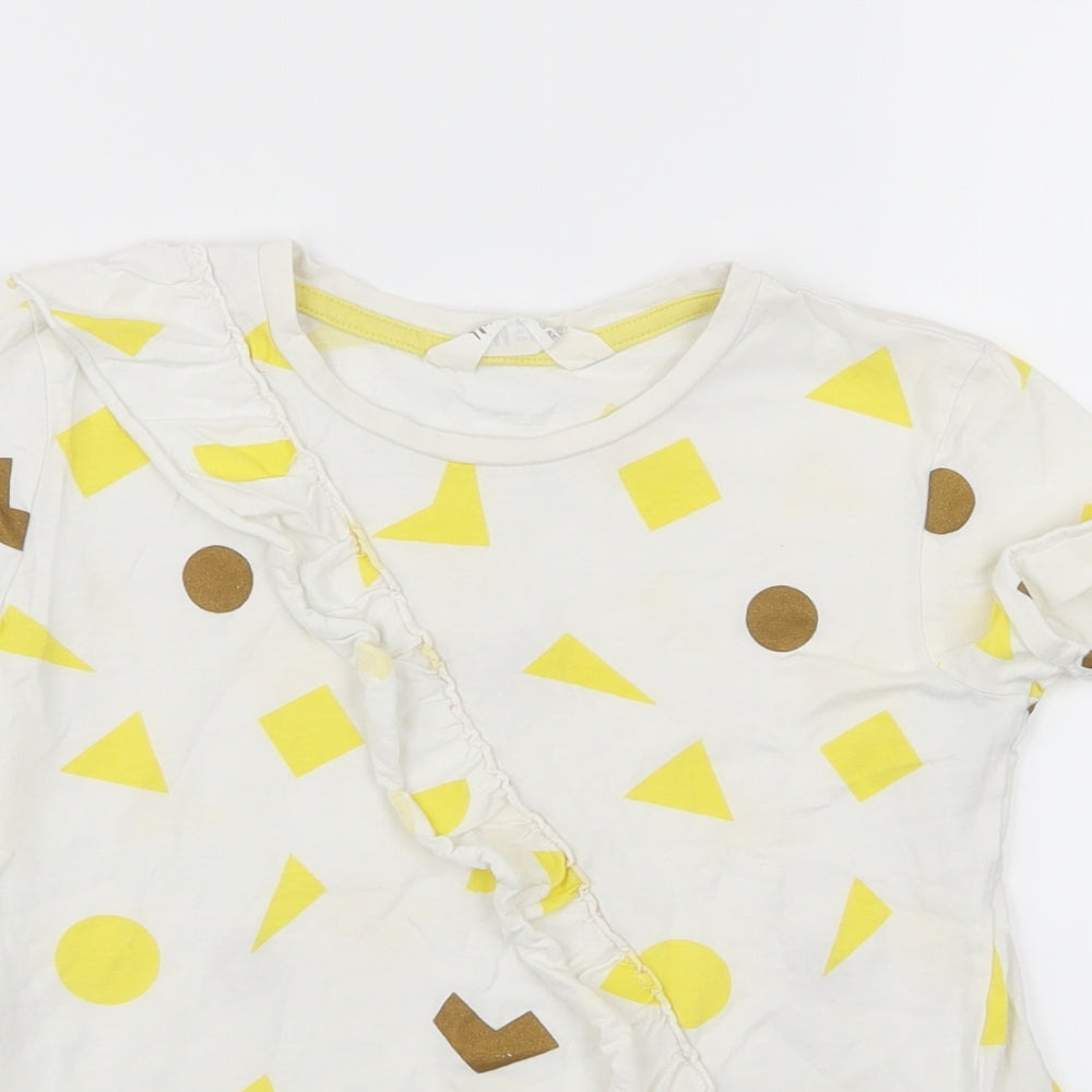 H&M Girls Yellow Geometric  Basic T-Shirt Size 7-8 Years
